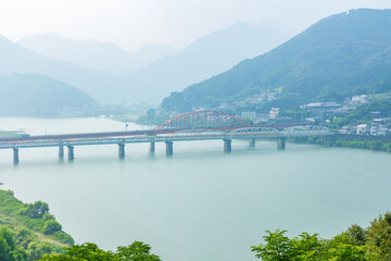 Obraz premium 日本の風景・夏 和歌山県新宮市 新宮城跡からの眺望