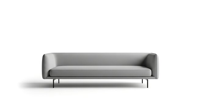Modern Gray Sofa on White Background.