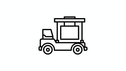 Fototapeta premium Black outline icon of a charming mobile advertising vehicle perfect for business promotions and