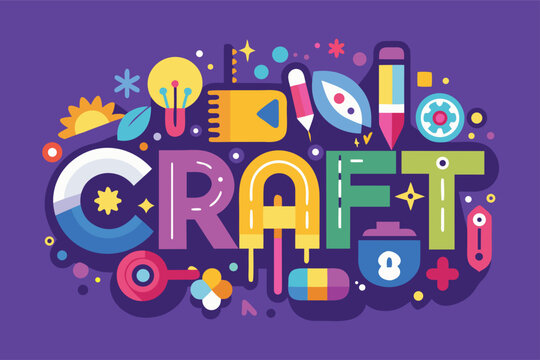 Vibrant craft supplies illustration with colorful creative tools