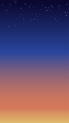 Vertical Night Sky Gradient Background with Twinkling Stars and Sunset Colors