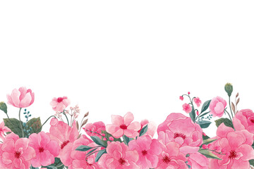 Flower watercolor frame for wedding, birthday, card, background, invitation, wallpaper, sticker, decoration etc.
