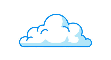 Fototapeta premium A stylized, cartoonish illustration of a fluffy white cloud with a blue outline.