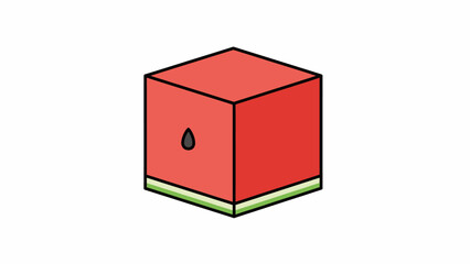 Obraz premium Minimalist isometric watermelon cube with seed and rind, a sweet summer fruit illustration