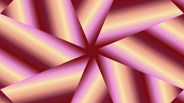 A vibrant geometric pattern of pink and orange rays emanating from a central point, creating a dynamic visual effect from a directly overhead viewpoint.
