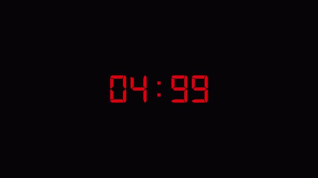 countdown animation, 10 minutes displays a timer counting down minutes and seconds on transparent background in 4K animation with alpha channel.