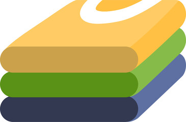 Stack of colorful flat graphic elements viewed from above 