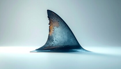 Fototapeta premium Shark Fin Cutting Through Calm Water Surface.