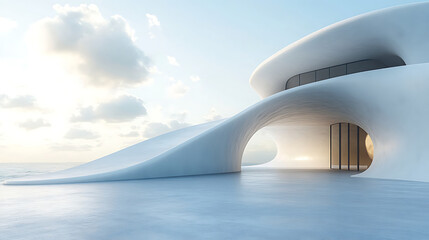 Futuristic Architectural Masterpiece With Organic Curves And Natural Light  