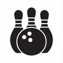 Minimalist bowling ball with three holes silhouette solid black vector icon for signage and app UI isolated on white