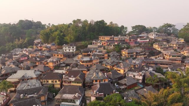 Jingmai Mountain Yunnan Ancient Villages Morning Aerial