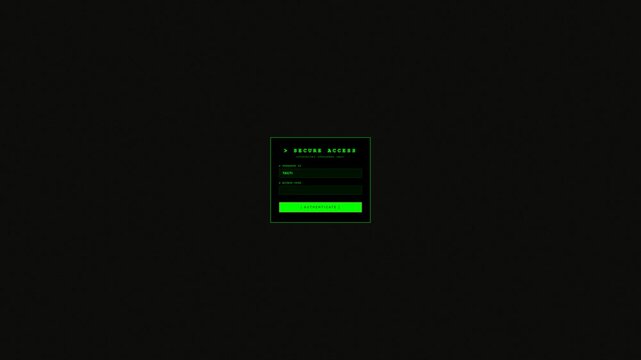 An administrator monitors a screen displaying green text that shows intercepted communications. The activity reveals attempts at hacking the system during a cybersecurity investigation.
