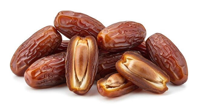 Pile of Fresh Dates on White Background.