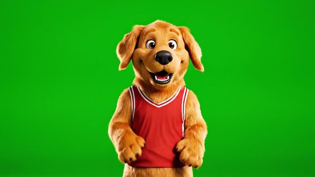 Happy Cartoon Dog in Red Tank Top