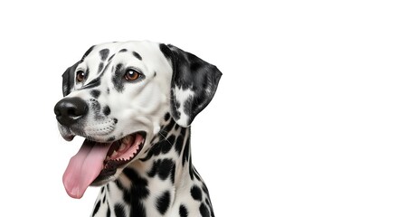 Dalmatian Dog Portrait with Tongue Out.