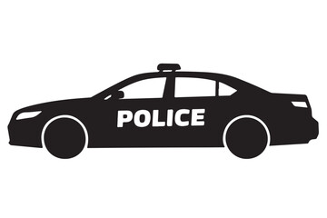 Police Patrol Car Silhouette Side View Modern Sedan Profile © Hin
