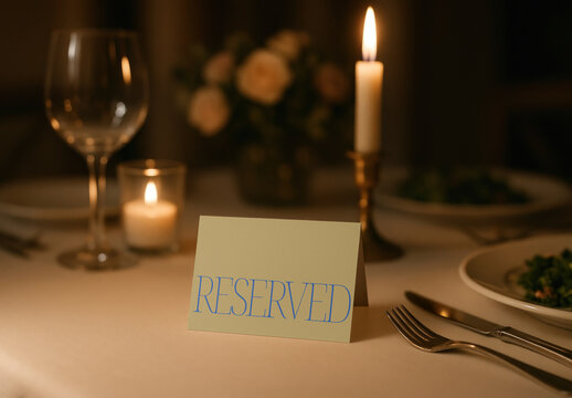Elegant Reserved Table Setting Card Mockup PSD