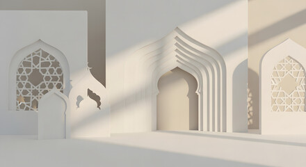 Modern minimalist Islamic architectural arches and geometric pat