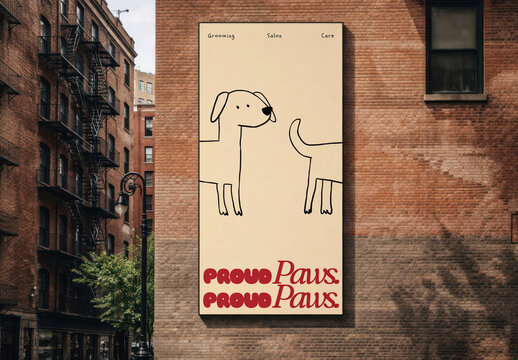 Dog Grooming Salon Advertisement Billboard Mockup PSD