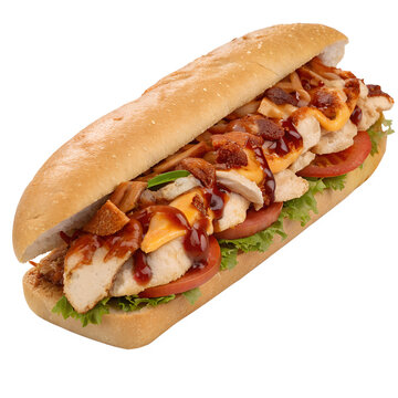 Chicken BBQ sub isolated on transparent background