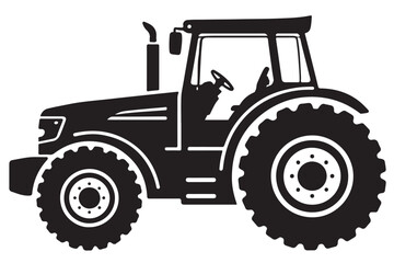 Obraz premium Tractor Silhouette Side View Large Rear Wheels And Front Engine