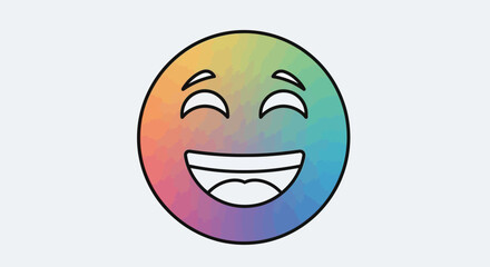 Fototapeta premium Vibrant Rainbow Laughing Emoji Illustration Expressing Pure Joy and Happiness on a Minimalist