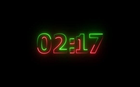 Countdown 2 minute 30s animation from 150 to 0 seconds, Glowing 150 second countdown Animation background 4k video