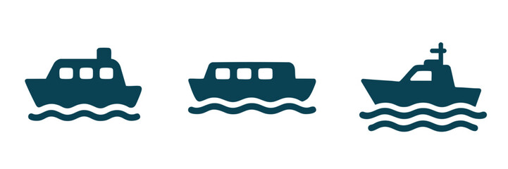 Water Taxi Boat Icon Set Transportation Vector © Wimas