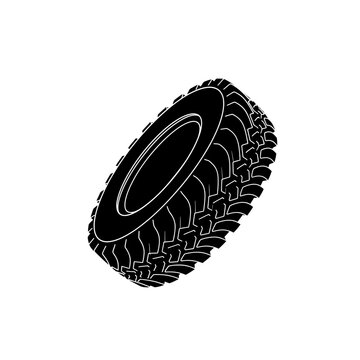 Crossfit Tire Flip Silhouette Vector Heavy Workout Gym Training Equipment Icon Isolated