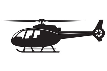 Tourist Helicopter Silhouette Side View Rounded Cabin Design