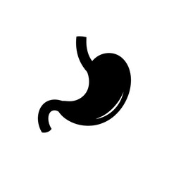 Fototapeta premium Silhouette of a Human Stomach Digestive Organ Vector Icon Medical Anatomy Illustration Isolated Black Shape on White Background