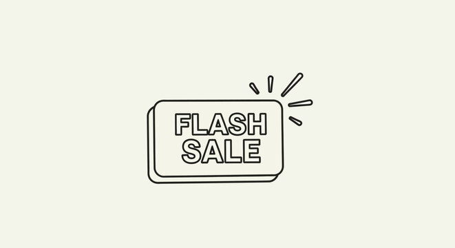 Minimalist hand-drawn flash sale banner for urgent online promotions and special offers