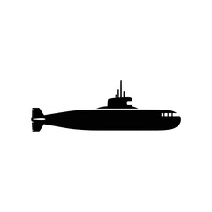 Fototapeta premium Submarine Silhouette Underwater Navy Vessel Vector Illustration Marine Transport