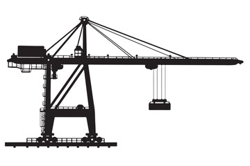 Ship To Shore Crane Silhouette Side View Long Horizontal Boom © Hin