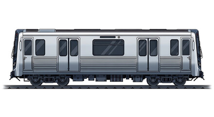 Fototapeta premium Modern subway train at station platform viewed from side with sleek design and multiple doors
