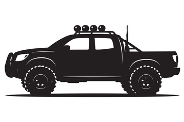 Fototapeta premium Off Road Pickup Truck Silhouette Side View Adventure Vehicle Profile