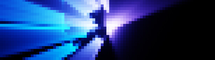 Abstract Blue and Purple Pixelated Digital Motion Blur with Dynamic High-Tech Light Streaks for Technology Background, light leaks