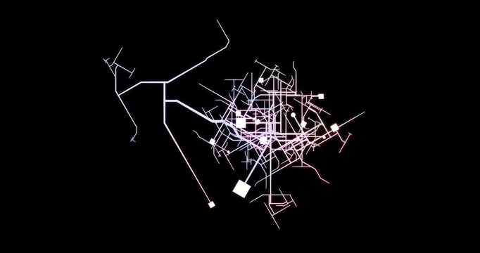 Population expansion mapping in modern urban districts showing transport