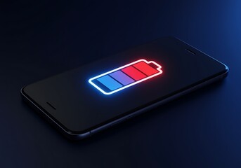Smartphone Display Showing Low Battery Level Indicator Light