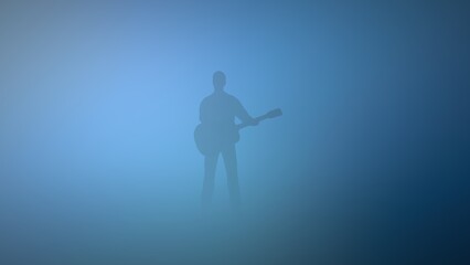 Silhouette Figure in Thick Foggy Atmosphere
