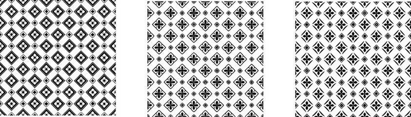 Set of Minimalist Black and White Geometric Patterns and Abstract Decorative Backgrounds