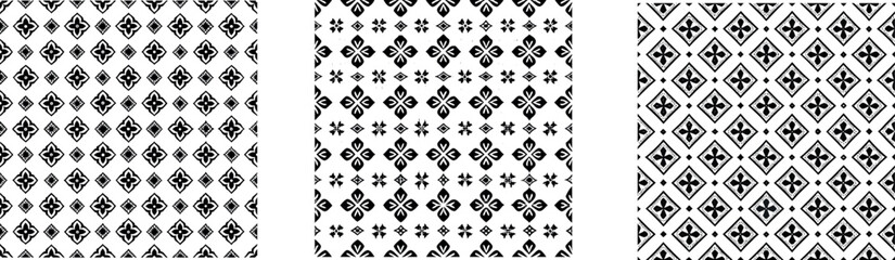 Set of Minimalist Black and White Geometric Patterns and Abstract Decorative Backgrounds