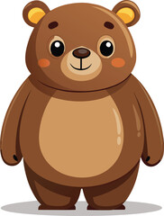 Obraz premium Cute brown bear cartoon character standing happy isolated vector illustration flat design