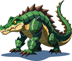 Obraz premium Armored dragon crocodile fierce fantasy creature vector illustration flat design