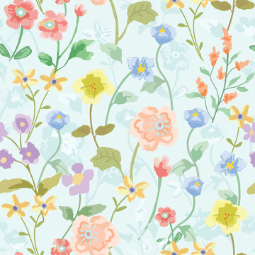 Beautiful watercolor floral in the garden seamless pattern