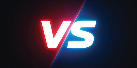 Versus Comparison Background Design with Glowing VS Text, Red and Blue Split Screen, Competitive Battle Concept for Games, Sports, and Marketing © Selim Studio