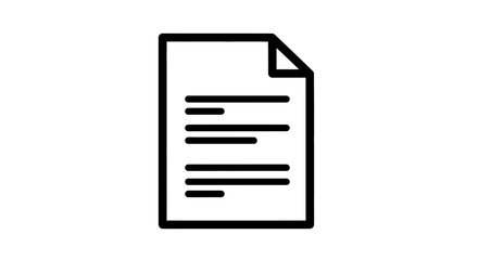 A simple black line drawing of a document icon on a clean white background viewed from directly above