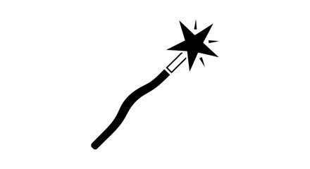 Illustration of a magic wand with sparkling star tip, symbolizing fantasy and creativity, viewed from a slight angle © Nasima