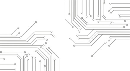 Complex circuit board design with interconnected pathways and nodes viewed from directly above