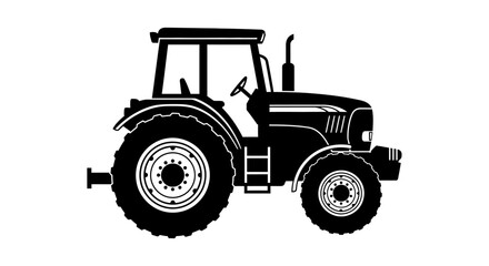 Obraz premium Tractor vehicle illustration on a plain background from a side viewpoint showcasing its large wheels and industrial design